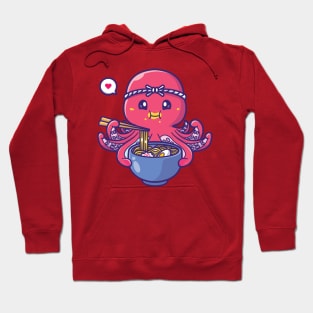 Anime kawaii sea squid eating ramen noodles Hoodie